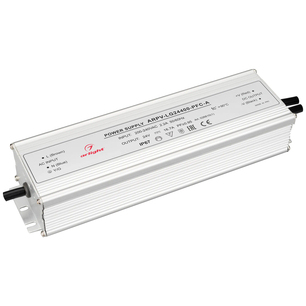 Блок питания ARPV-LG24400-PFC-A (24V, 16.7A, 400W) (Arlight, IP67 Металл, 5 лет) 026810(1)
