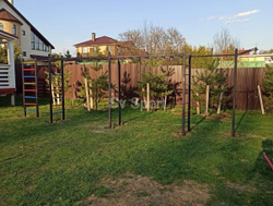 Монтаж уличной шведской стенки Sv Sport Рукоход х 2 (8 вертикальных столбов)