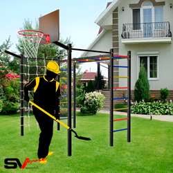 Монтаж уличной шведской стенки Sv Sport Рукоход (6 вертикальных столбов)