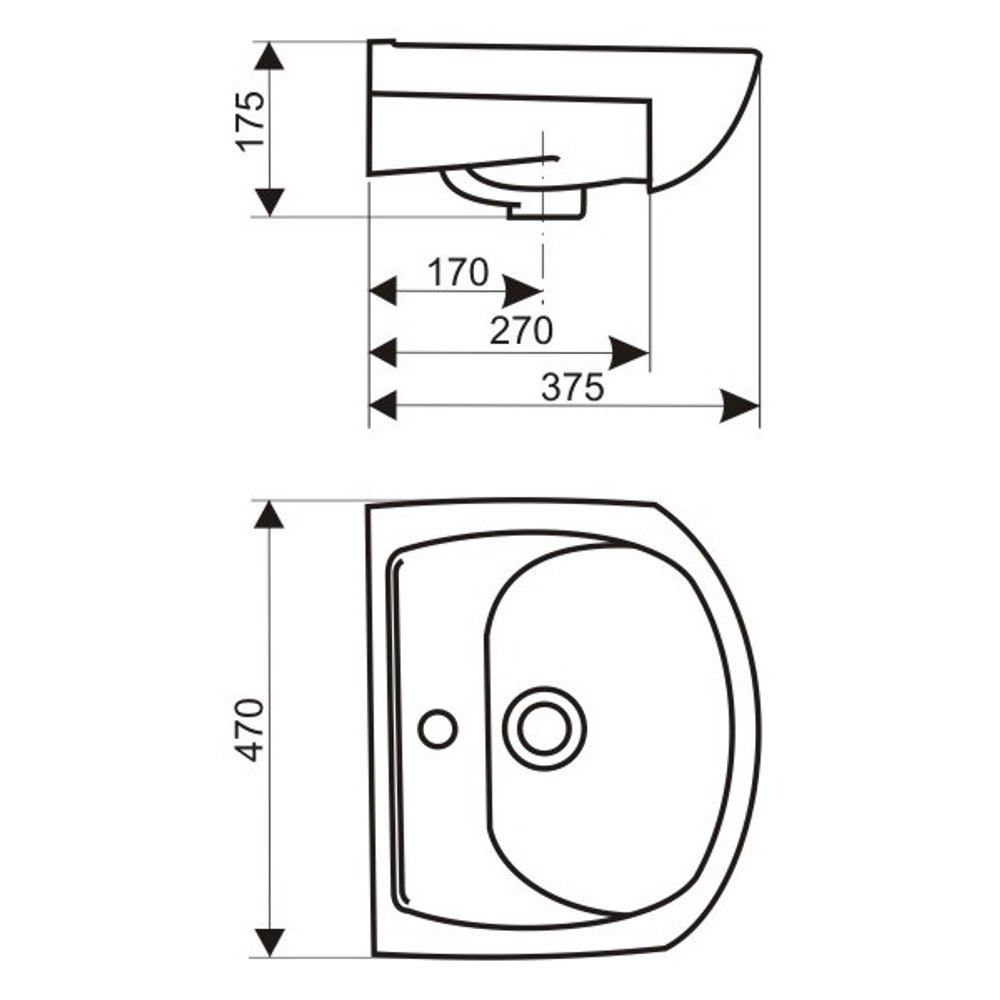 Раковина накладная "Дора-47" белая (ОК)