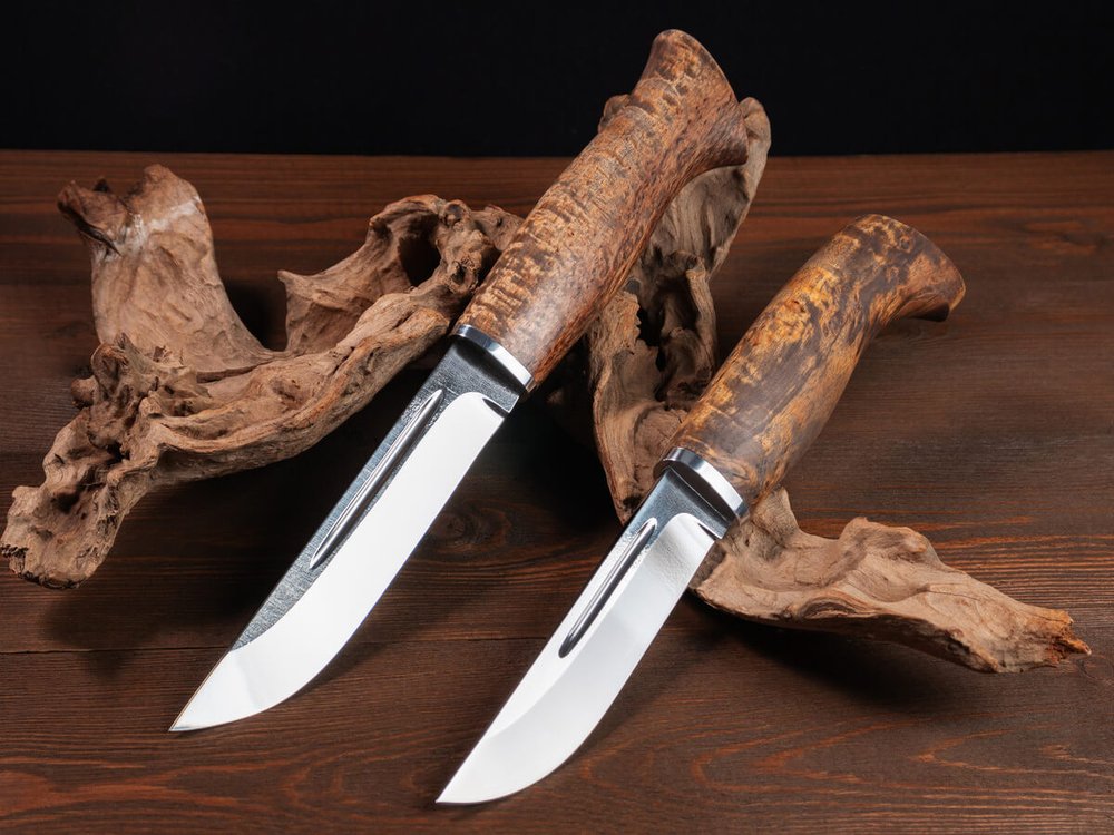 Спарка Финских ножей, сталь Х12МФ, рукоять карельская береза