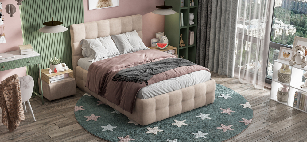 Босс Кровать+ПМ 160 Велюр Монолит латте