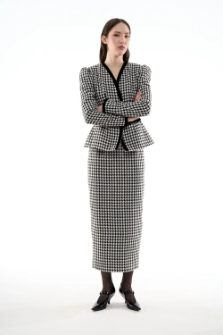 Юбка-карандаш миди черно-белая