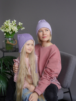 Шапка вязаная-резинка весенняя/осенняя хлопковая КЭП(Лаванда)