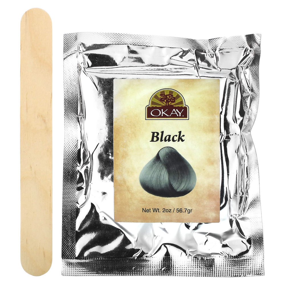 Okay Pure Naturals, хна, стойкая краска для волос, черный, 56,7 г (2 унции)