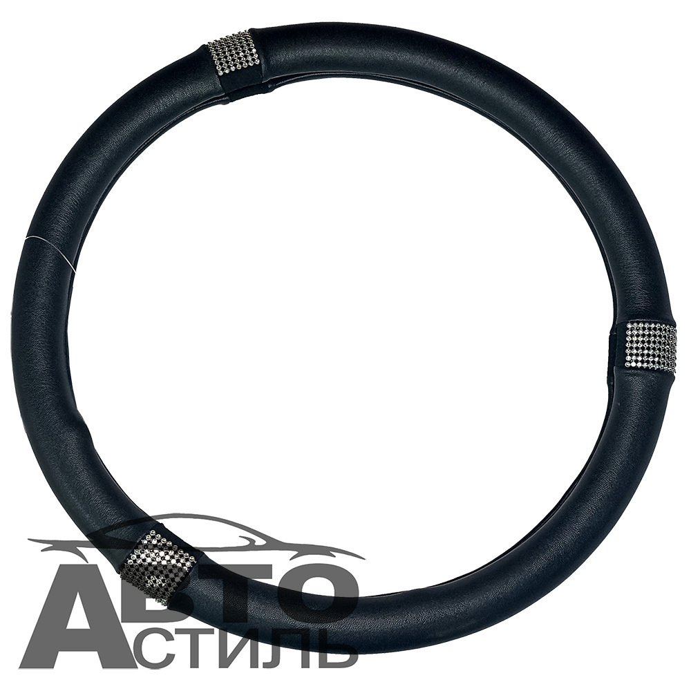Оплетка на руль круглая Coolpart DIAMOND (37*38) BRILLIANT elegant черн\бел A688BL-WT белый