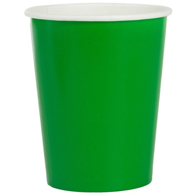 Стаканы бумажные в зеленом цвете, 250 мл, 6 шт