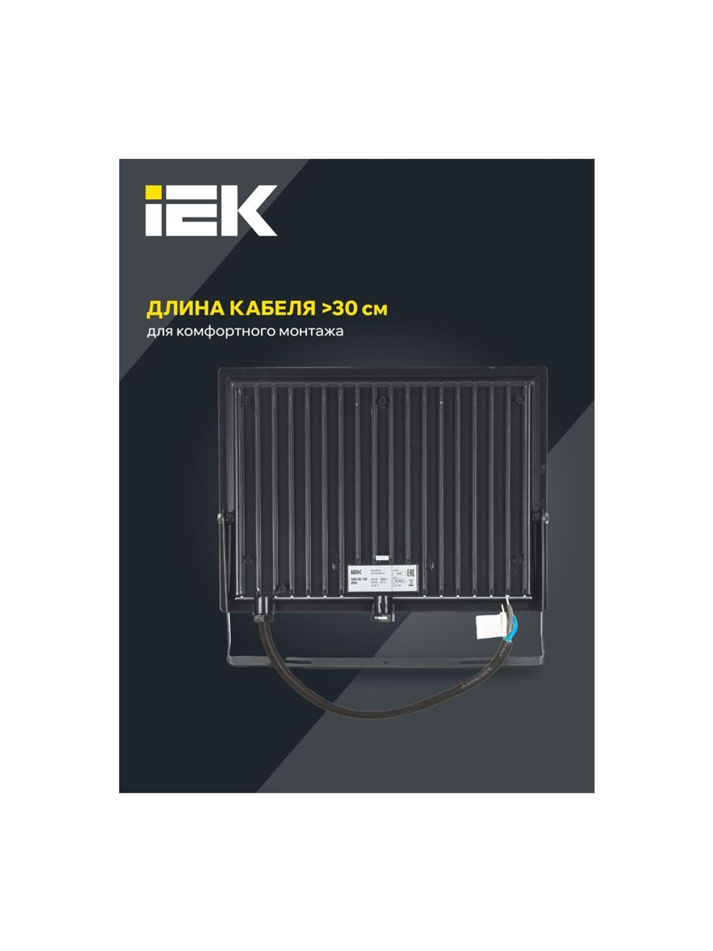Прожектор светодиодный СДО 06-100 6500К IP65 черн. IEK LPDO601-100-65-K02