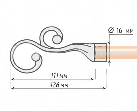 Наконечники "Тиволи" d16 мм, цвет хром матовый