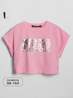 Футболка детская оверсайз укороченная с принтом