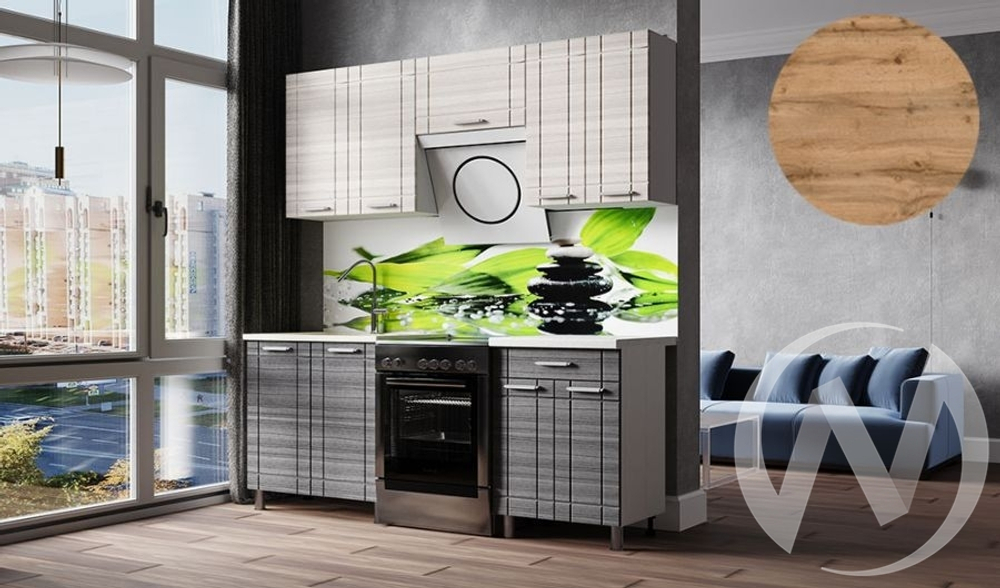 Кухня Салли 2.0м с окапом 26мм дуб вотан