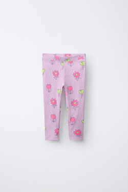 ZARA ЛЕГИНСЫ В РУБЧИК С ПРИНТОМ, СВЕТЛАЯ МАЛЬВА