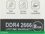 Оперативная память AGI 8GB DDR4 DIMM PC4-21300 Bulk (AGI266608UD138)