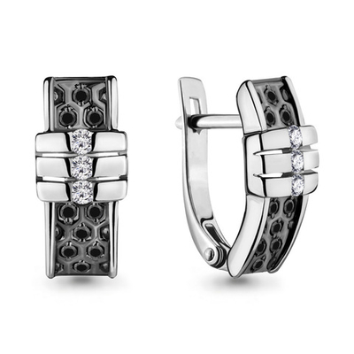 942322Ч Серьги из Золота с бриллиантами из коллекции "Монохром"