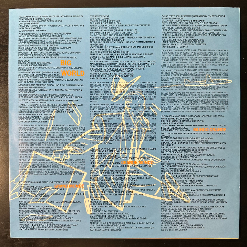 Joe Jackson ‎– Big World 2LP (США 1986г.)