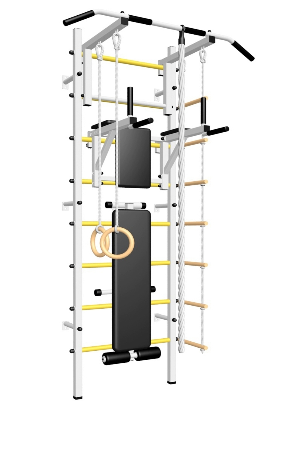 Шведская стенка Sv Sport усиленная 606 (Турник стандарт/Брусья/Скамья/Канат/Кольца/Лестница)