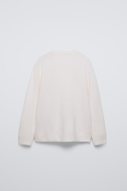 ZARA СВИТЕР ИЗ 100% КАШЕМИРА, ЖЕЛТОВАТО-БЕЛЫЙ