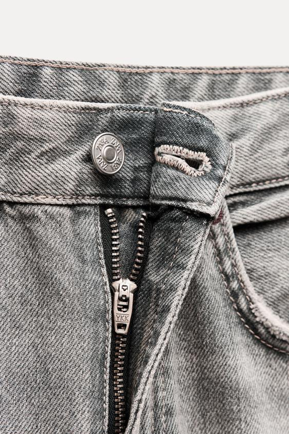 ZARA ДЖИНСЫ TRF WIDE LEG FULL LENGTH С ВЫСОКОЙ ПОСАДКОЙ, СВЕТЛО-СЕРЫЙ