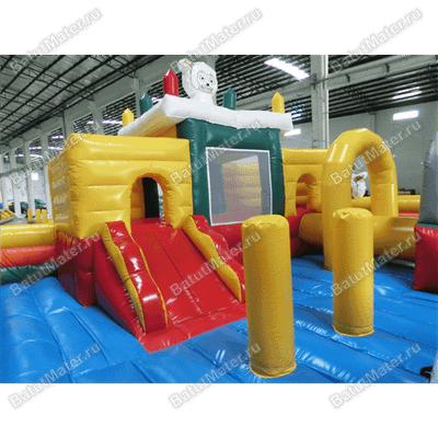 Надувной батут с крышей "Злой страшный серый волк"