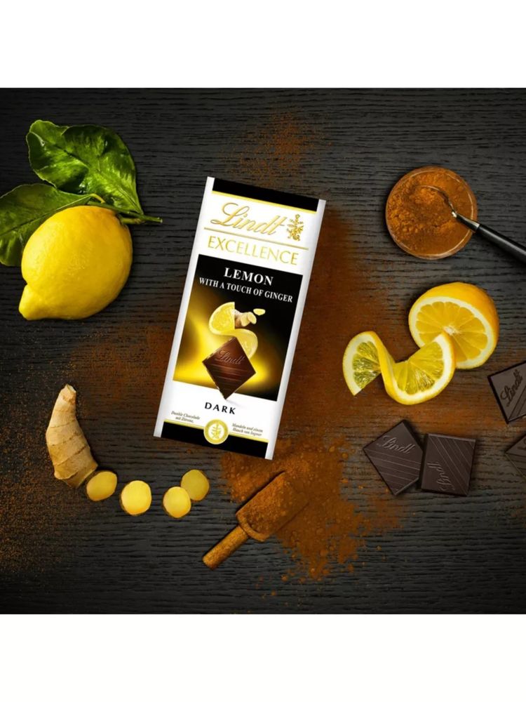 Тёмный шоколад Lindt с лимоном имбирем 100 г