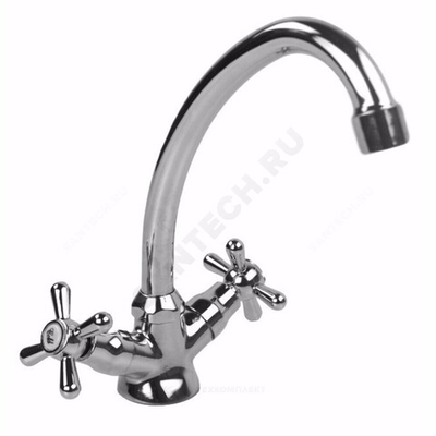 Смеситель для кухонной мойки двуручный керамический затвор Aqua Serra