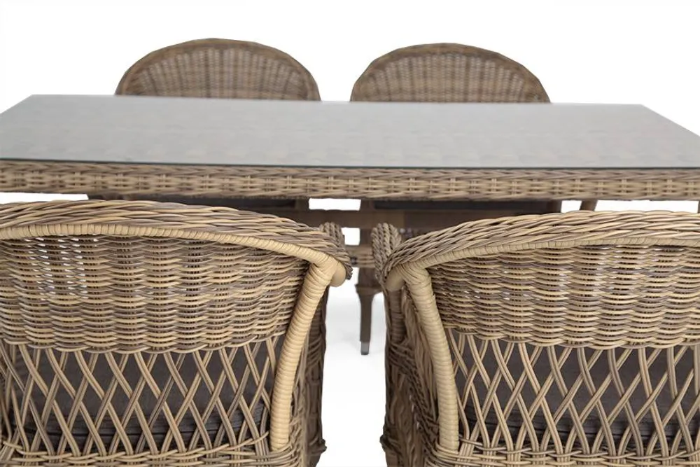 "Амароне" обеденная группа из искусственного ротанга на 6 персон, цвет соломенный
