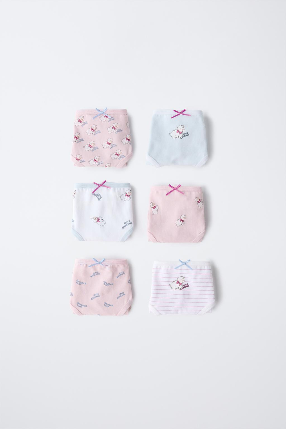 ZARA НАБОР ИЗ ШЕСТИ ТРУСОВ С ОВЕЧКАМИ, РОЗОВЫЙ