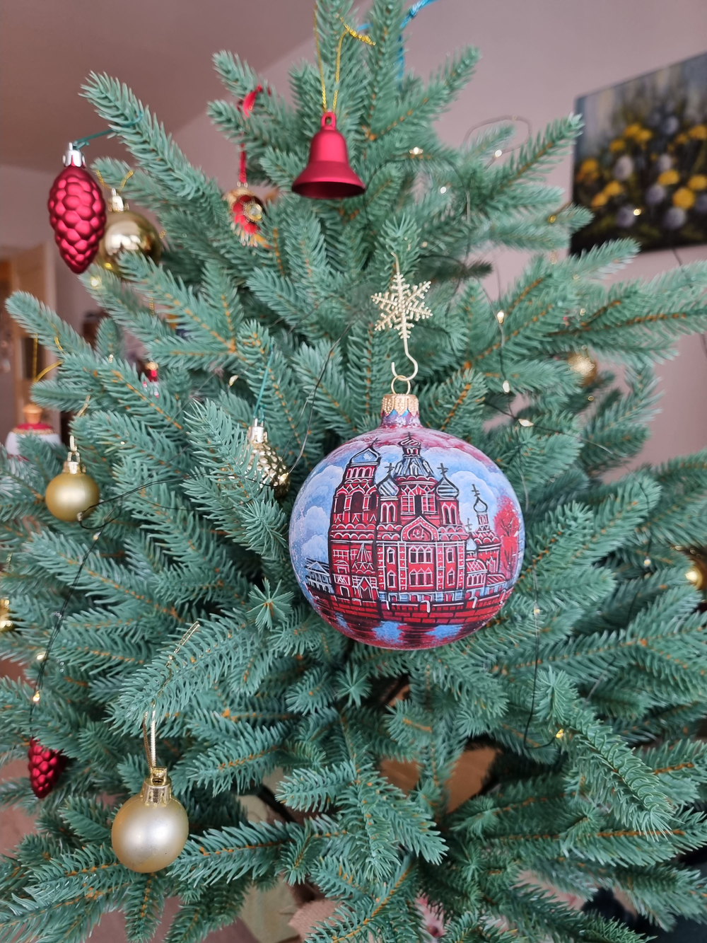 Шар стеклянный "Спас на крови",  ручная роспись