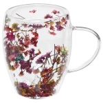 Кружка стеклянная с двойными стенками 350мл «Хай-Тек» с цветками