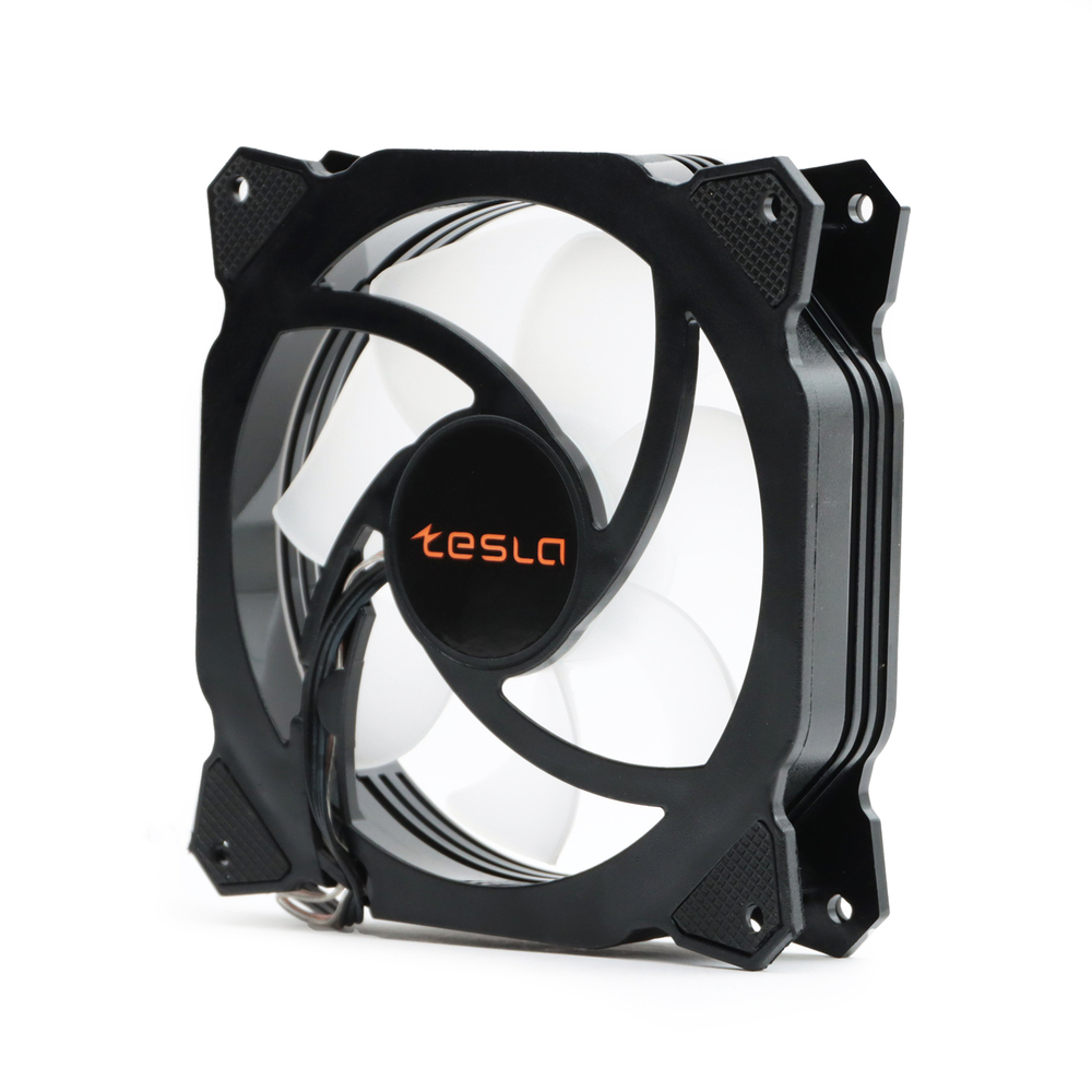 Комплект из 3 вентиляторов TESLA RGB120-RB3, 120мм, 1200rpm, 3-pin+Molex, черный-белый/FRGB, 38CFM, 21дБ, антивибропрокладки (TSL-120-RB3)