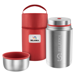 Термос для еды Relaxika 301 (1 литр) в термочехле, стальной