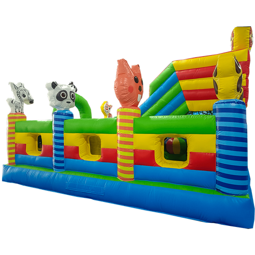 Коммерческий надувной батут «Звериный мир 2» с горкой и аркой, 6*5*4.2 м