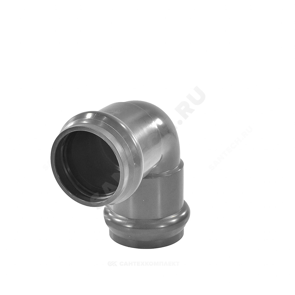 Отвод НПВХ SDR26 Дн 160х90гр Ру10 серый напорный двухраструбный под соединение с уплотнительным кольцом в/к Aquaviva AQV102160 .