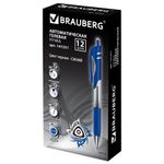 Ручка гелевая автоматическая с грипом BRAUBERG "Black Jack", СИНЯЯ, трехгранная, узел 0,7 мм, линия письма 0,5 мм, 141551