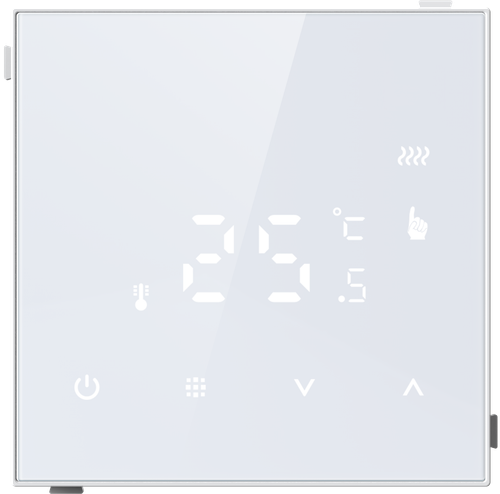 Термостат электронный с датчиком пола, белое стекло
