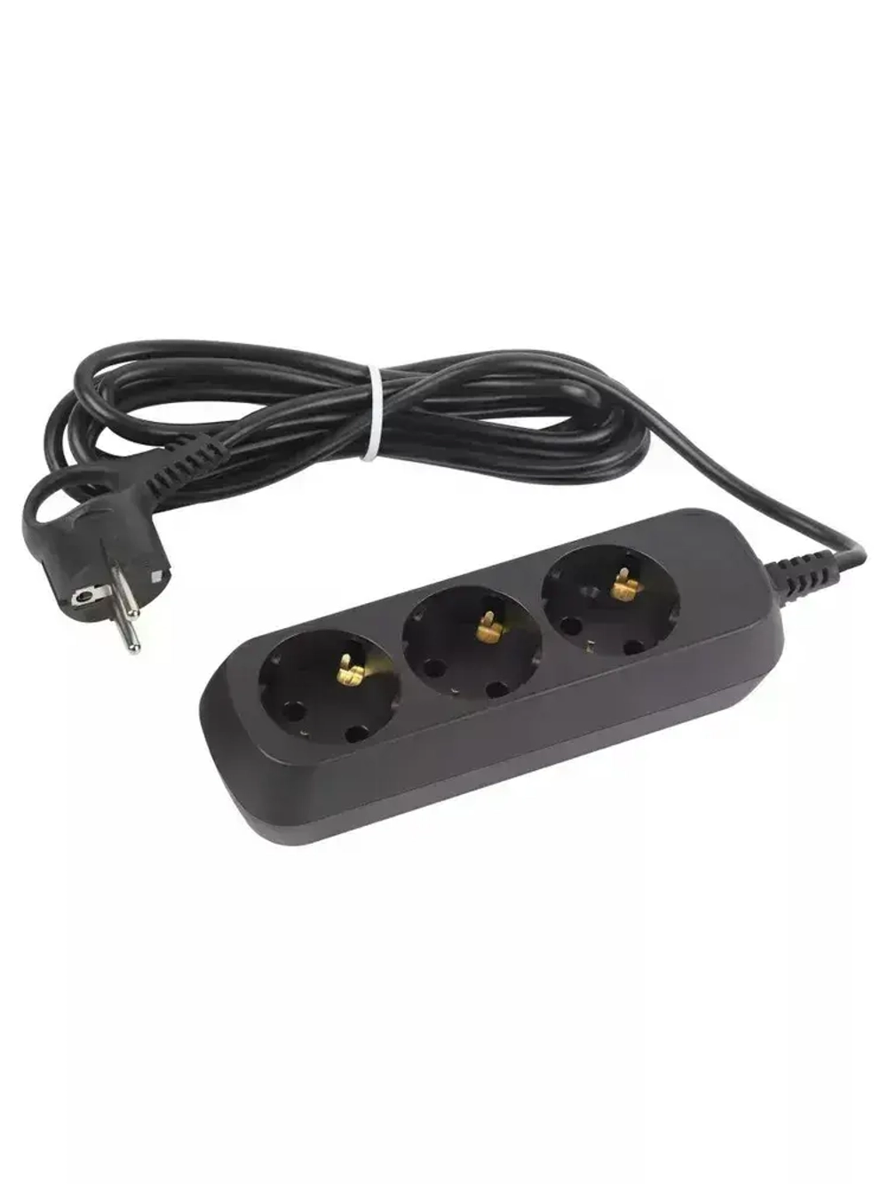 Удлинитель Intro UE330-B сетевой электрический бытовой с заземлением 3 розетки, 3 м, ПВС 3х0,75 мм2, 10А, черный