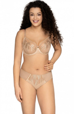 Бюстгальтер plus size с мягкой чашечкой и эффектной вышивкой (Размер: 95F) (Цвет: телесный)