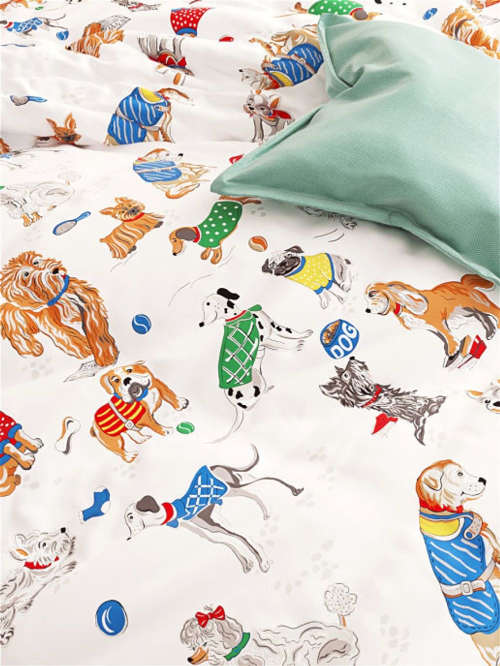 Простынь на резинке перкаль Milky Garden "Dogs on white" 160x200 см