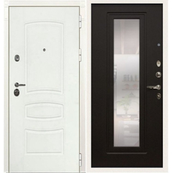 Входная дверь белая с зеркалом Лекс Император 3К Белая шагрень  №22 Венге