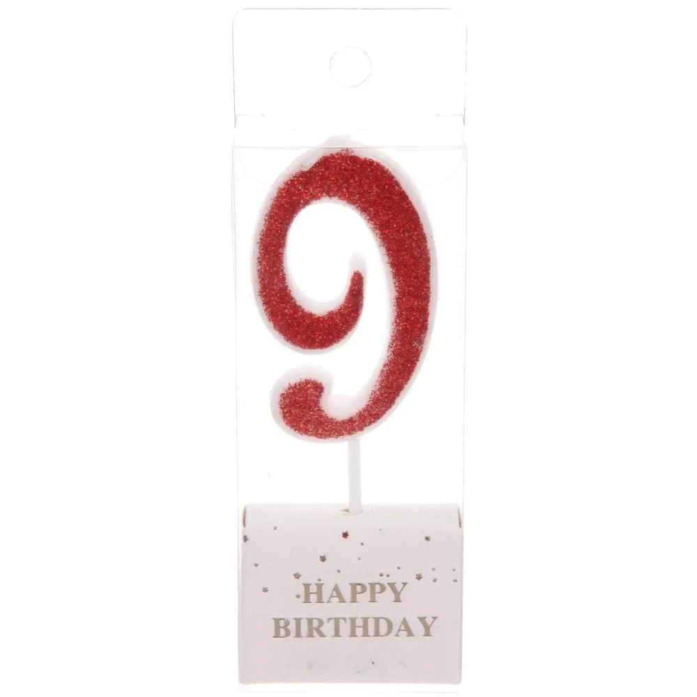 Свеча для торта Цифра Иллюзия «9» 9,5 см, красный