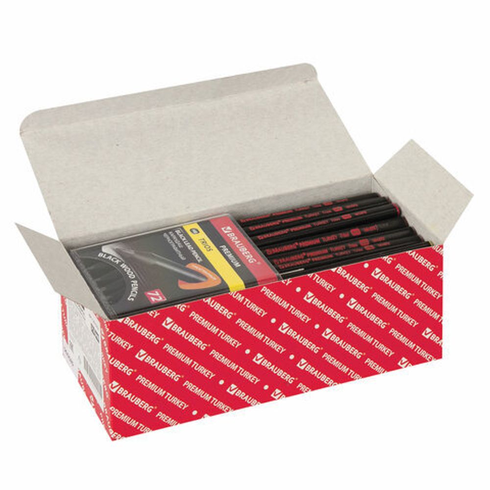 Карандаш чернографитный BRAUBERG "PREMIUM TURKEY", 1 шт., "Trios", НВ, ассорти, дисплей, 181572