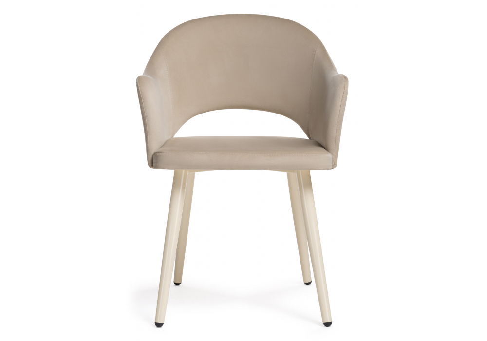 Стул на металлокаркасе Woodville Апри микровелюр 05, бежевый глянец, ножки бежевые