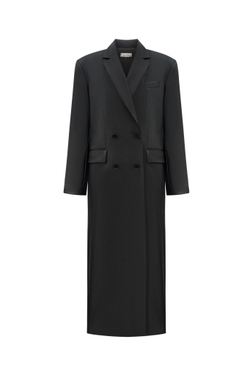 Пальто макси из экокожи кожи