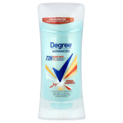 Degree, Advanced, 72H Body Heat Activated ™, дезодорант-антиперспирант, контроль стресса, 74 г (2,6 унции)