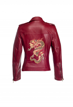 Куртка-косуха из экокожи бордовая LE-01-17FW