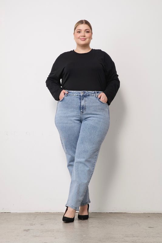 Джинсы mom fit, светло-голубой