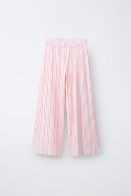 ZARA ПЛИССИРОВАННЫЕ БРЮКИ WIDE LEG, РОЗОВЫЙ