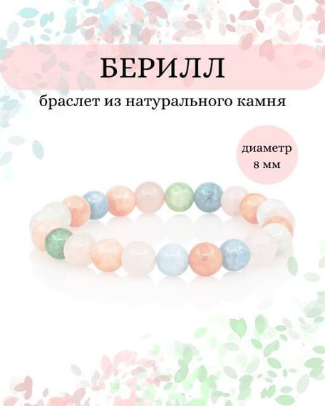 Фото браслета из берилла на белом фоне инфографика