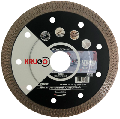 Диск алмазный Турбо ТF ультратонкий по керамике KRUGO 125x1,3x22,23x10mm, RTF05S