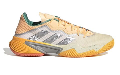 Мужские кроссовки теннисные Adidas Barricade M - white tint/taupe met./acid orange